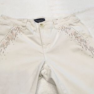 American Eagle stretch white embellished 2 pants